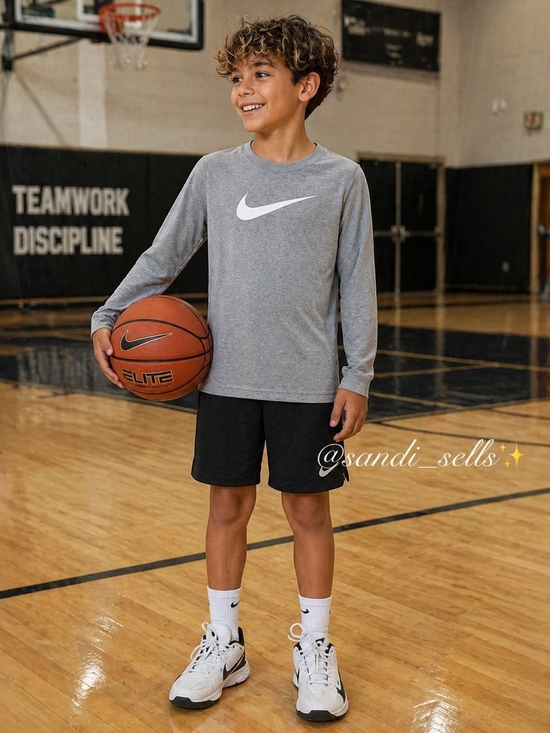 Nike Other - Nike Gray Long-Sleeve Kids Athletic Tee with White Swoosh
